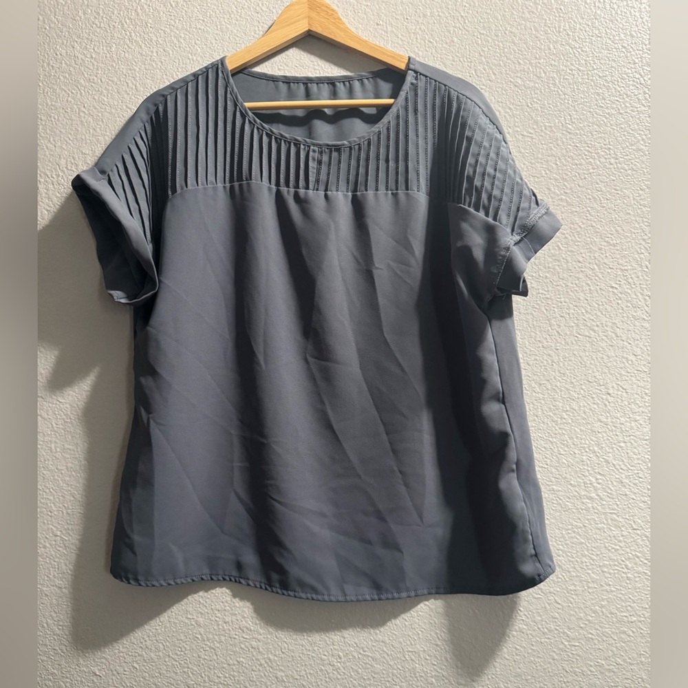 SHEIN Gray Pleated Blouse